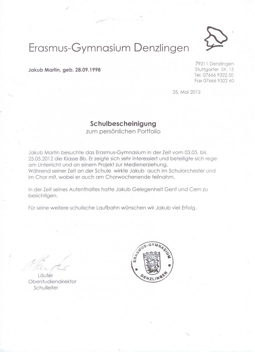 Zaświadczenie z niemieckiej szkoły